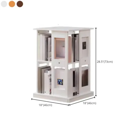 Walnut Tall Wood Multi-Cube Corner Bookshelf with Open Back #size