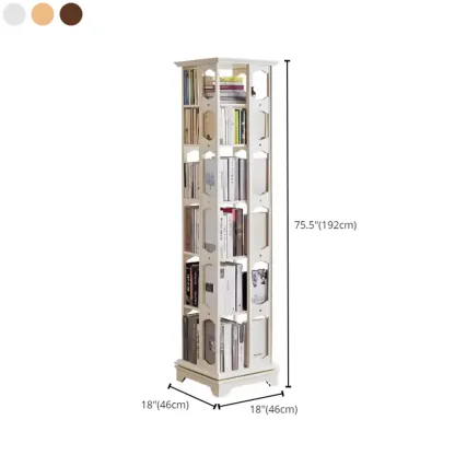Walnut Tall Wood Multi-Cube Corner Bookshelf with Open Back Image - 24