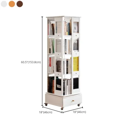Walnut Tall Wood Multi-Cube Corner Bookshelf with Open Back Image - 25
