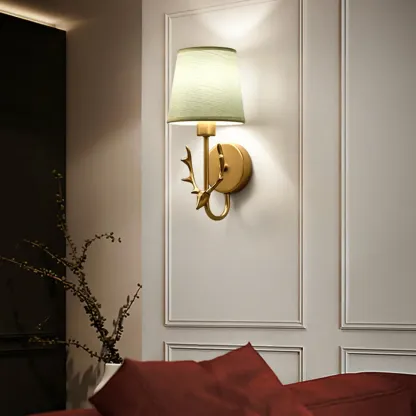 Modern Geometric Wall Sconce with Textile Shade for Indoors Image - 1
