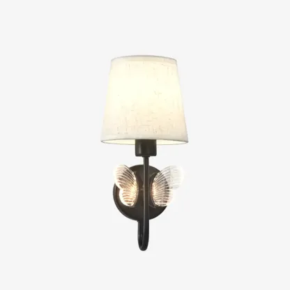 Modern Geometric Wall Sconce with Textile Shade for Indoors Image - 2