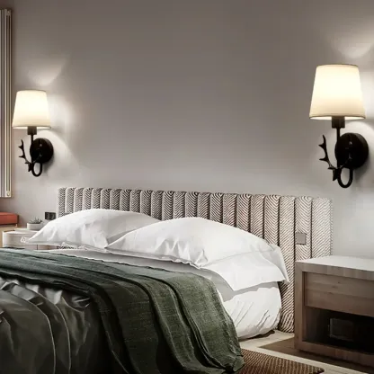 Modern Geometric Wall Sconce with Textile Shade for Indoors Image - 6