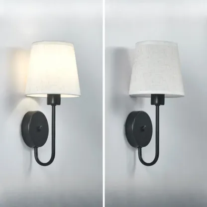 Modern Geometric Wall Sconce with Textile Shade for Indoors Image - 20