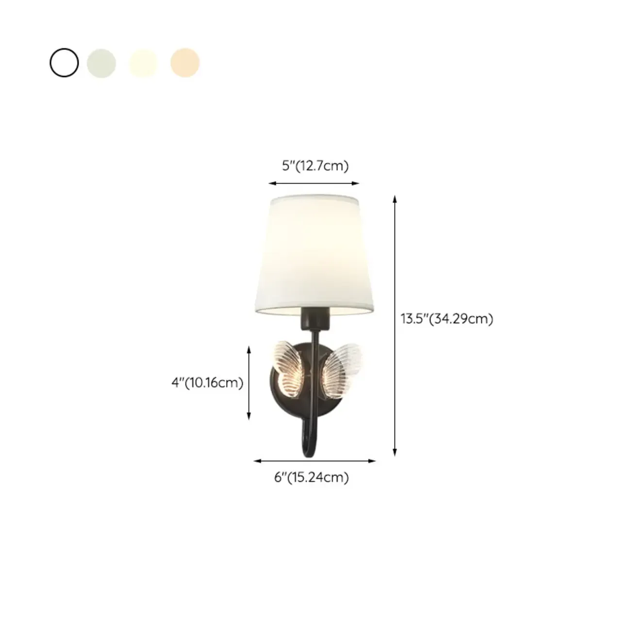 Modern Geometric Wall Sconce with Textile Shade for Indoors #size