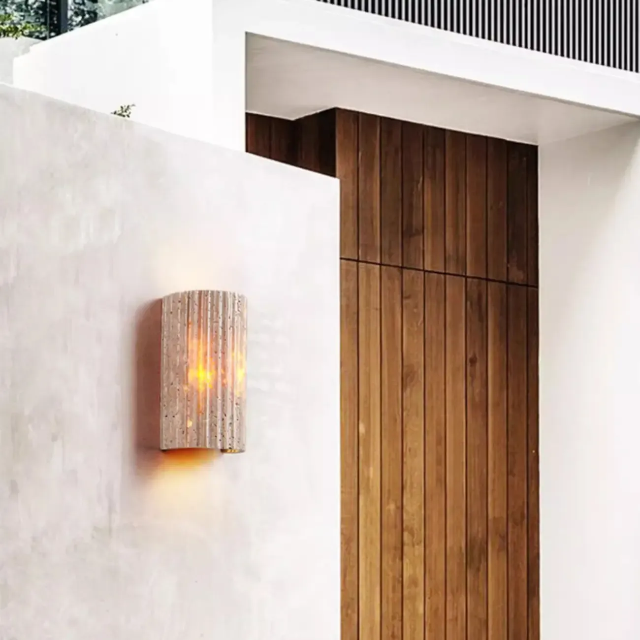 Modern Stone Beige Geometry Wall Sconce Image - 3