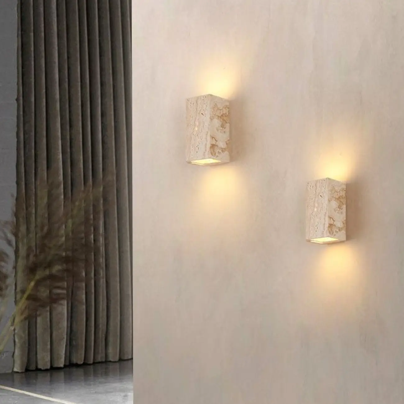 Modern Stone Beige Geometry Wall Sconce Image - 4 | homeyfad