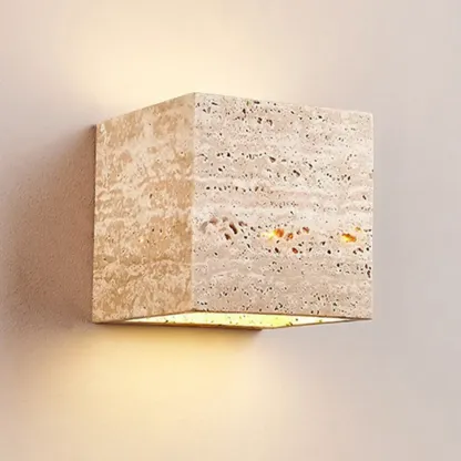 Modern Stone Beige Geometry Wall Sconce Image - 6
