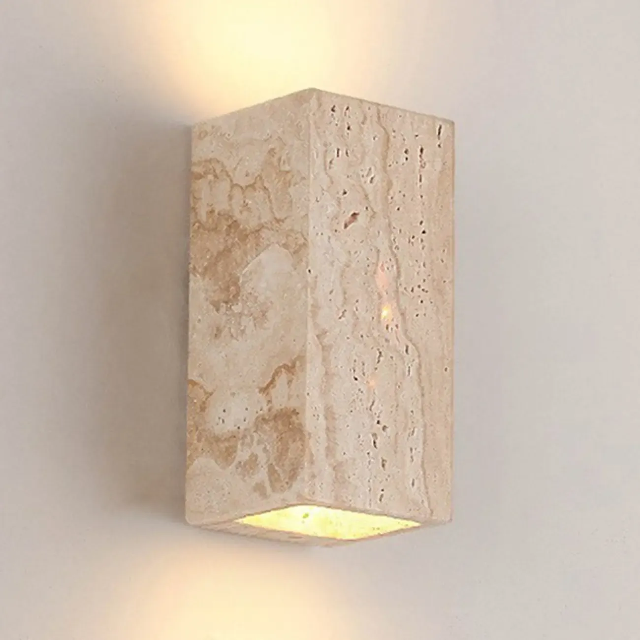 Modern Stone Beige Geometry Wall Sconce Image - 7