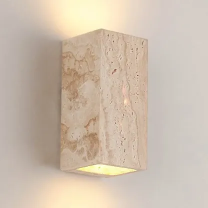 Modern Stone Beige Geometry Wall Sconce Image - 7