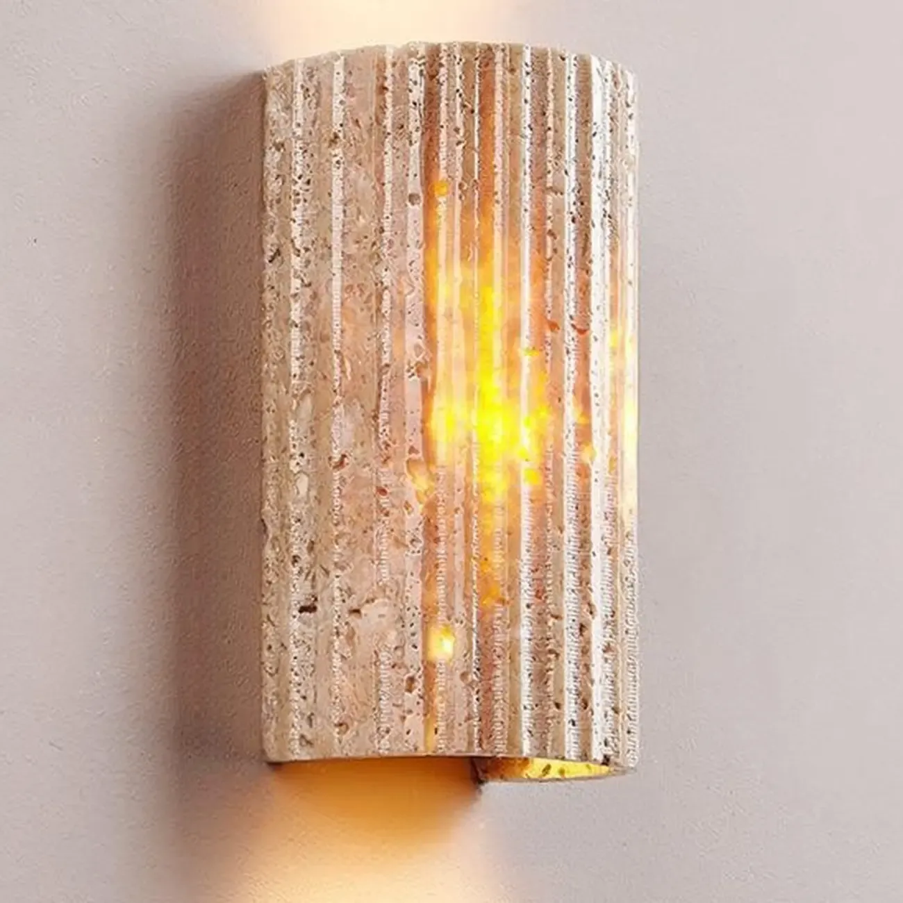 Modern Stone Beige Geometry Wall Sconce Image - 8