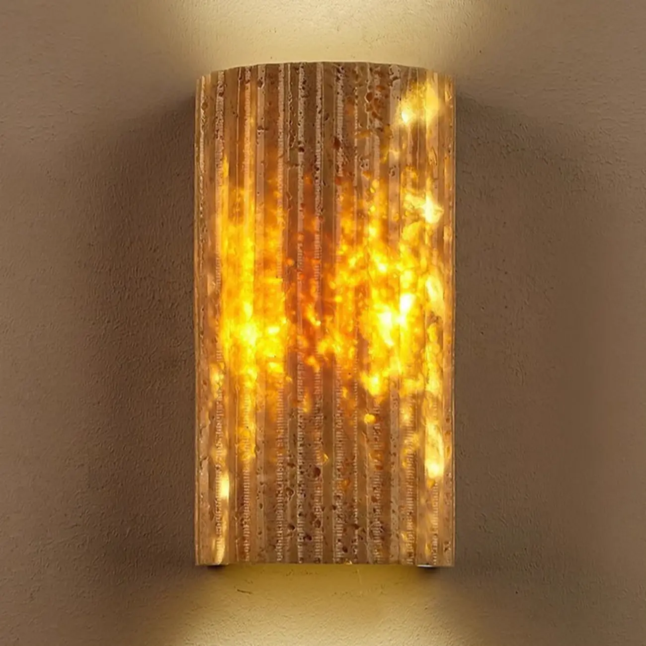 Modern Stone Beige Geometry Wall Sconce Image - 15 | homeyfad