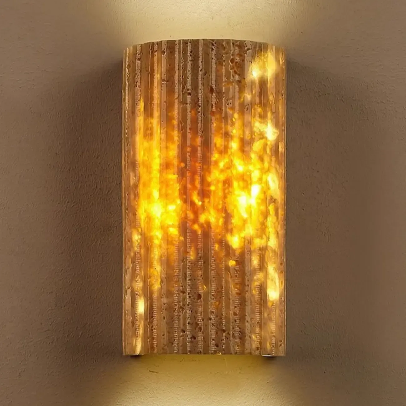 Modern Stone Beige Geometry Wall Sconce Image - 15