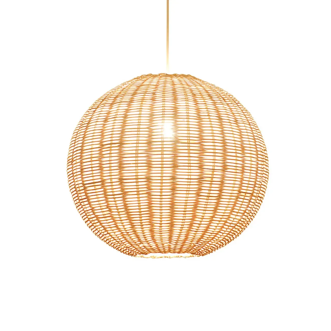 Oriental Beige Rattan Globe Pendant Light Fixture for Indoor   Image - 5