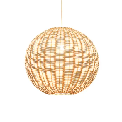 Oriental Beige Rattan Globe Pendant Light Fixture for Indoor   Image - 5