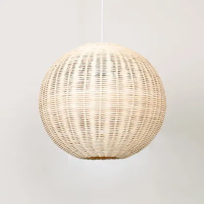 Oriental Beige Rattan Globe Pendant Light Fixture for Indoor   Image - 6
