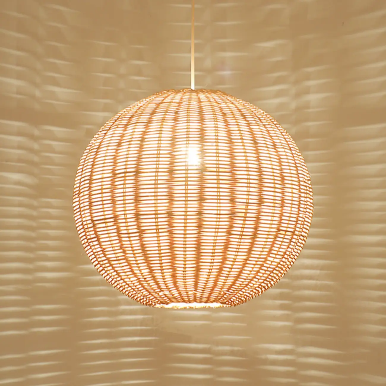 Oriental Beige Rattan Globe Pendant Light Fixture for Indoor   Image - 7 | homeyfad