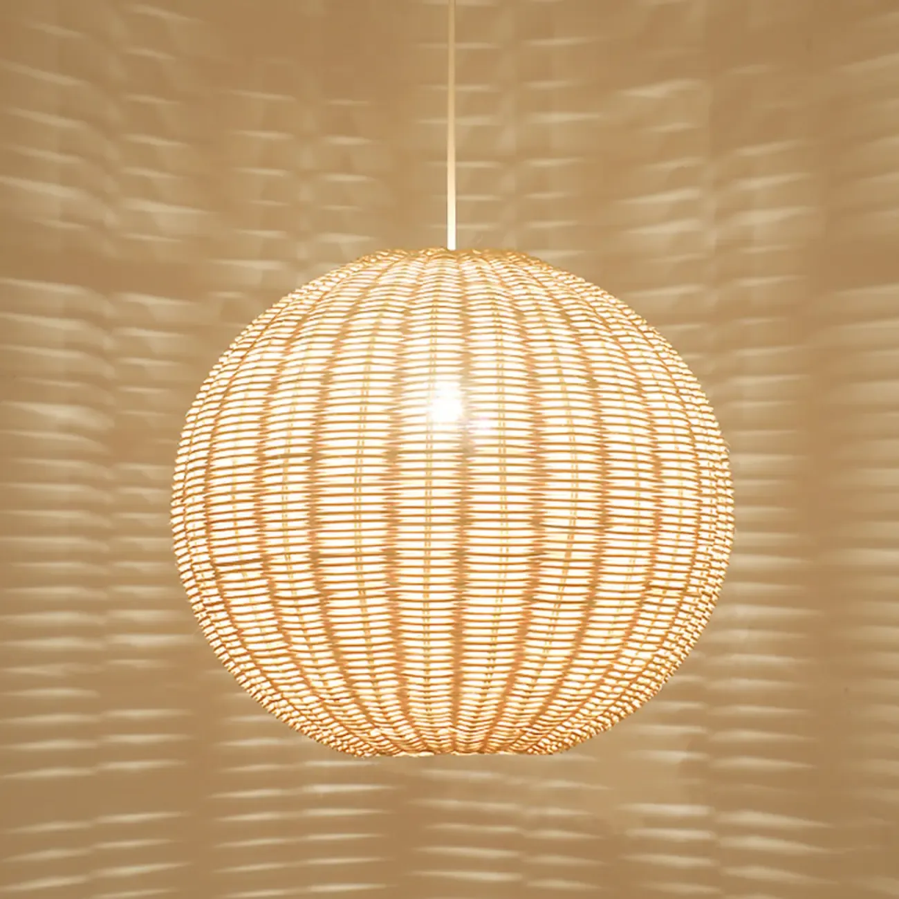 Oriental Beige Rattan Globe Pendant Light Fixture for Indoor   Image - 8