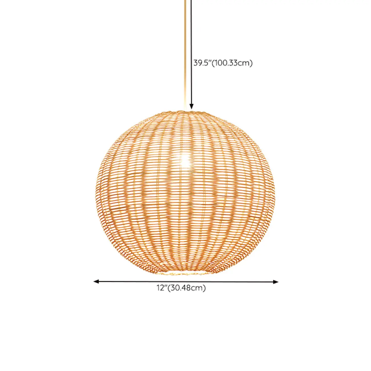 Oriental Beige Rattan Globe Pendant Light Fixture for Indoor   #size | homeyfad