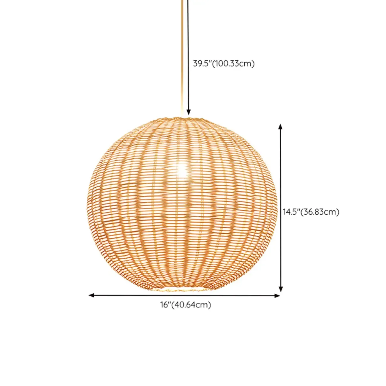 Oriental Beige Rattan Globe Pendant Light Fixture for Indoor   Image - 12