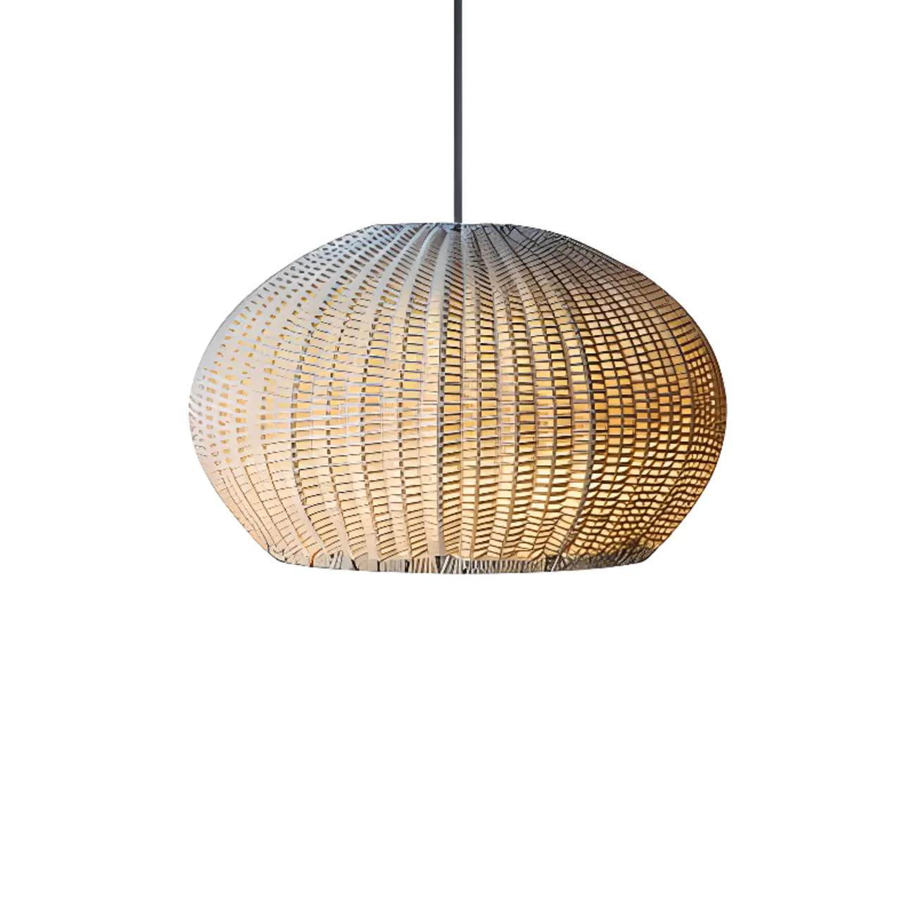 Oriental Brown Outdoor Rattan Pendant Lights in Drum Shaped Image - 5 | homeyfad