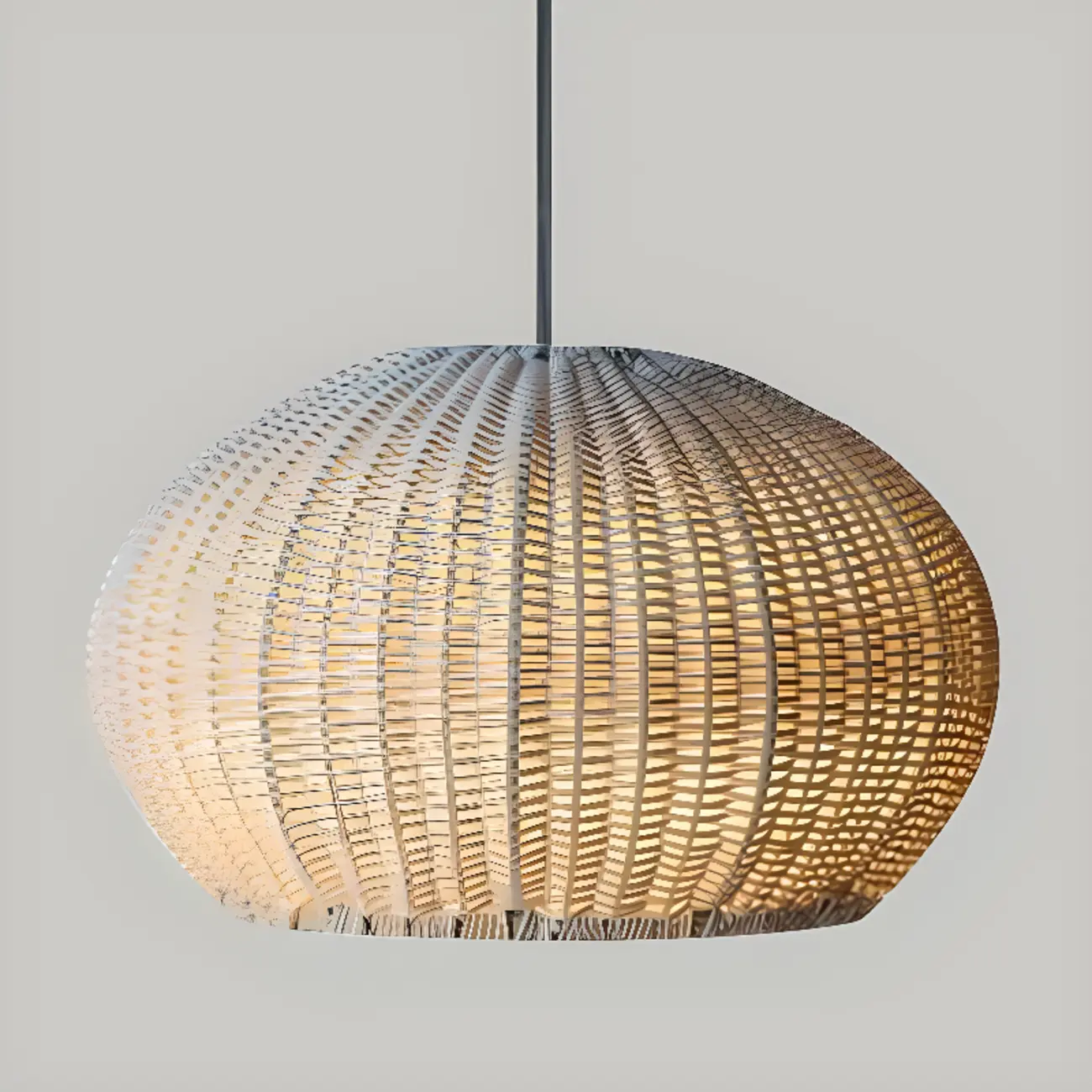 Oriental Brown Outdoor Rattan Pendant Lights in Drum Shaped Image - 9 | homeyfad