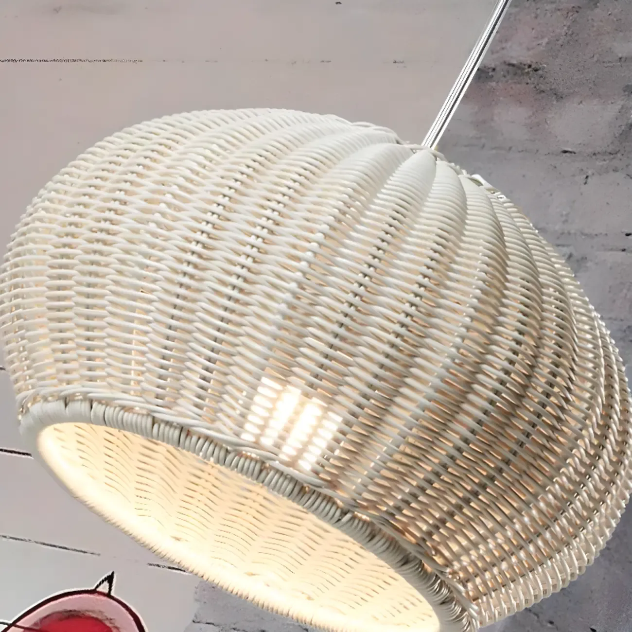 Oriental Brown Outdoor Rattan Pendant Lights in Drum Shaped Image - 11
