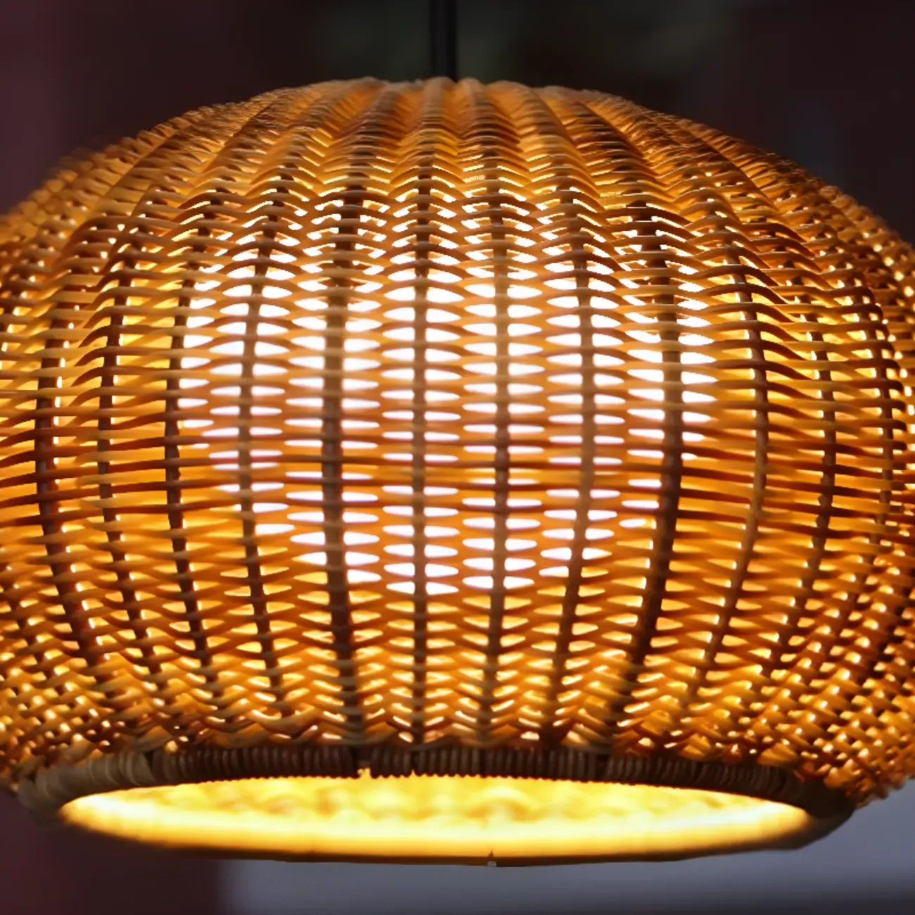 Oriental Brown Outdoor Rattan Pendant Lights in Drum Shaped Image - 12