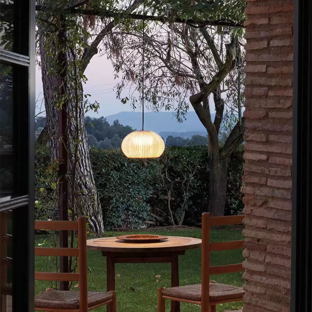 Oriental Brown Outdoor Rattan Pendant Lights in Drum Shaped Image - 13 | homeyfad