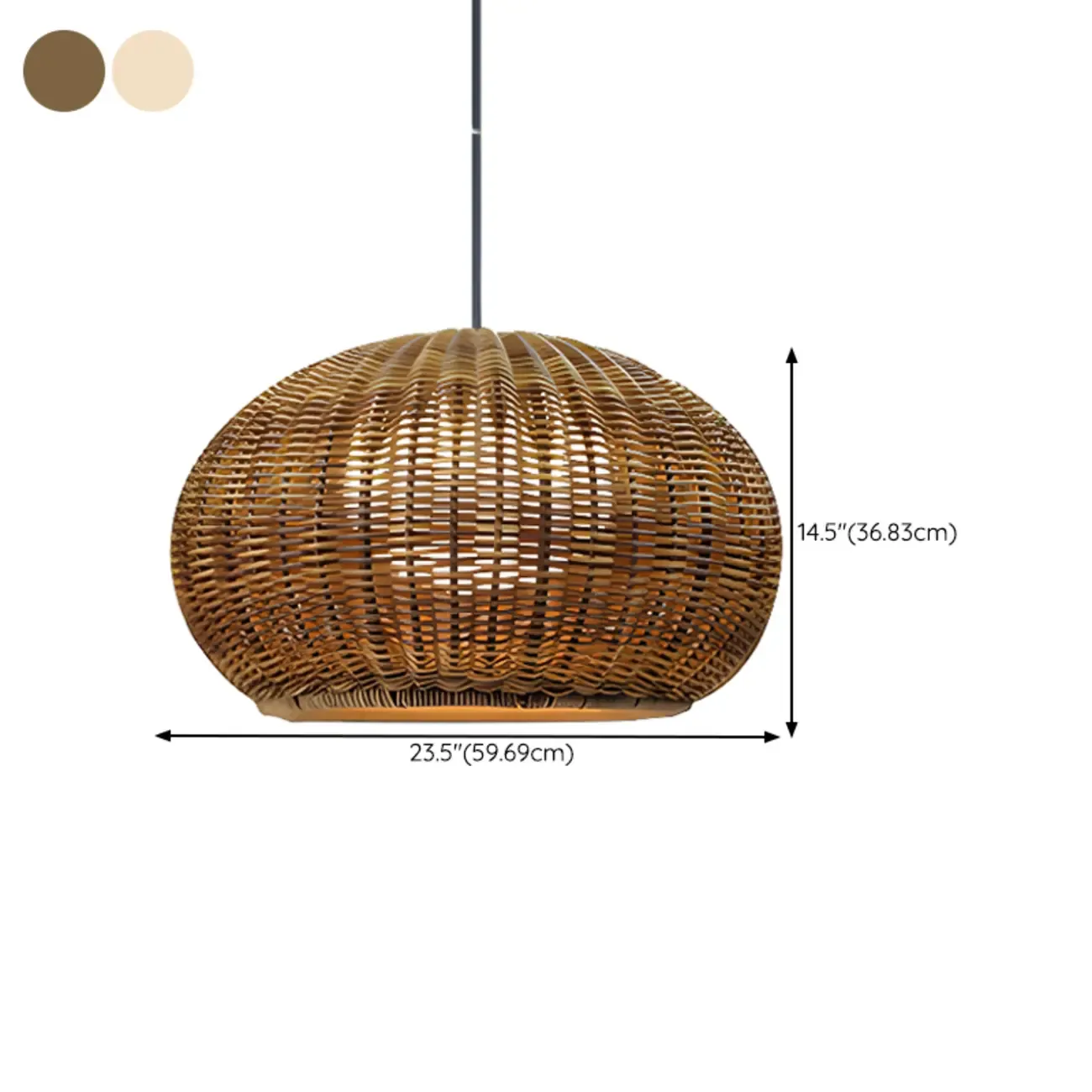 Oriental Brown Outdoor Rattan Pendant Lights in Drum Shaped Image - 15