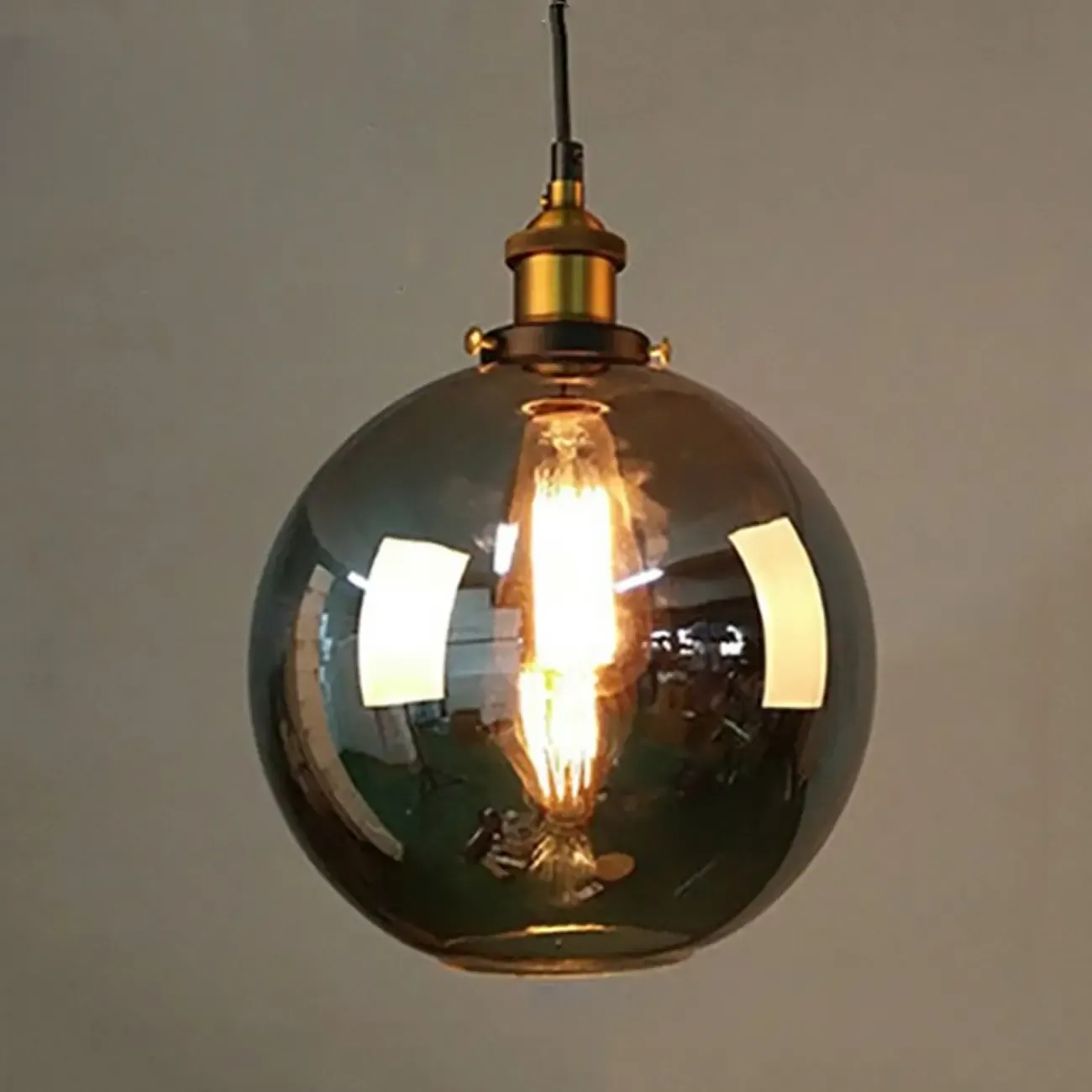 Old School Hardwired Globe/Barrel/Warehouse Clear Glass Pendant for Indoor with Grey/Translucent/Amber Vitreous Shade