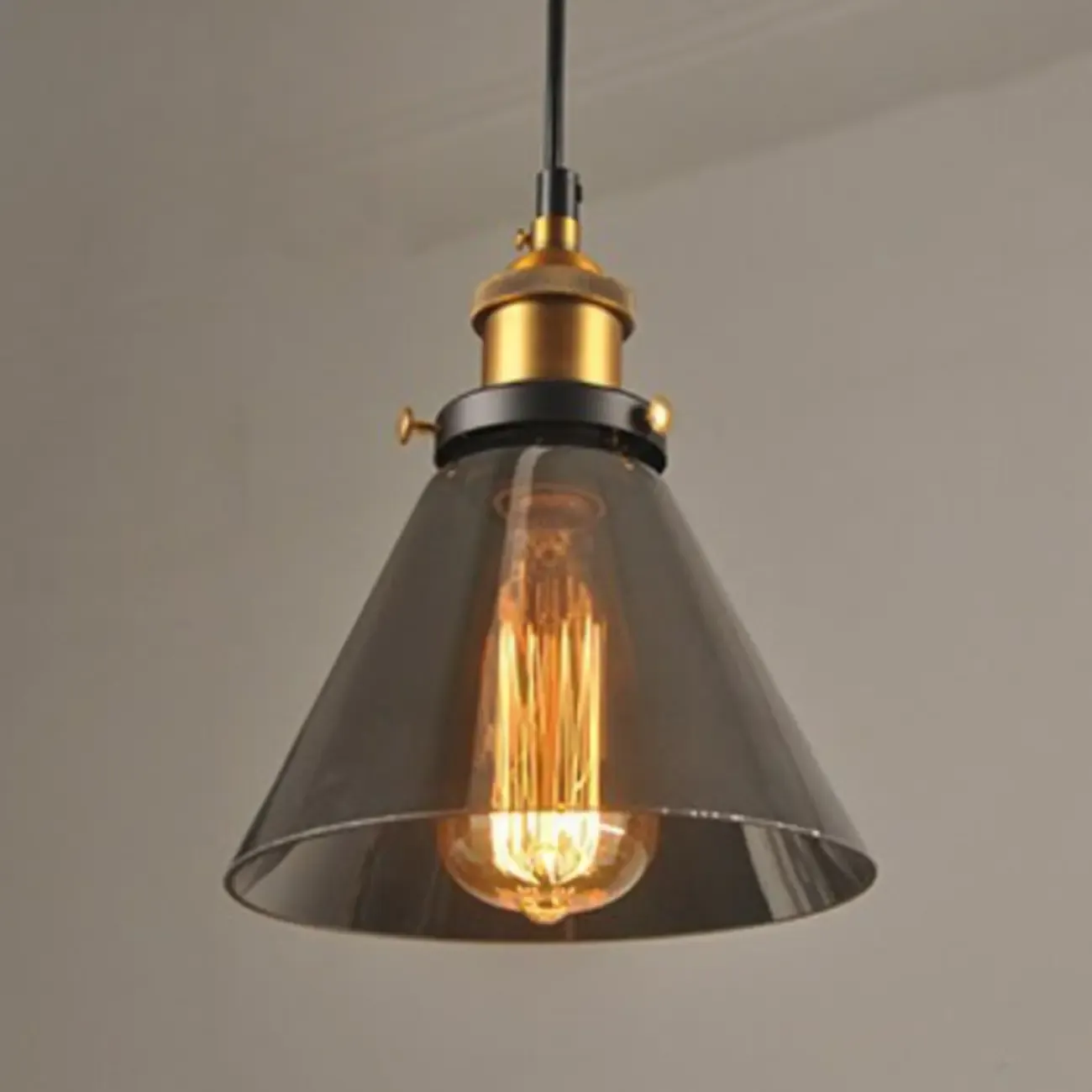 Old School Hardwired Globe/Barrel/Warehouse Clear Glass Pendant for Indoor with Grey/Translucent/Amber Vitreous Shade