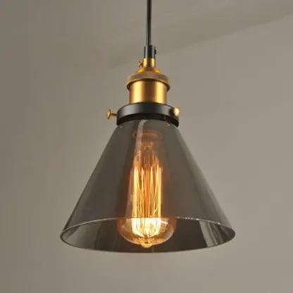 Old School Hardwired Globe/Barrel/Warehouse Clear Glass Pendant for Indoor with Grey/Translucent/Amber Vitreous Shade