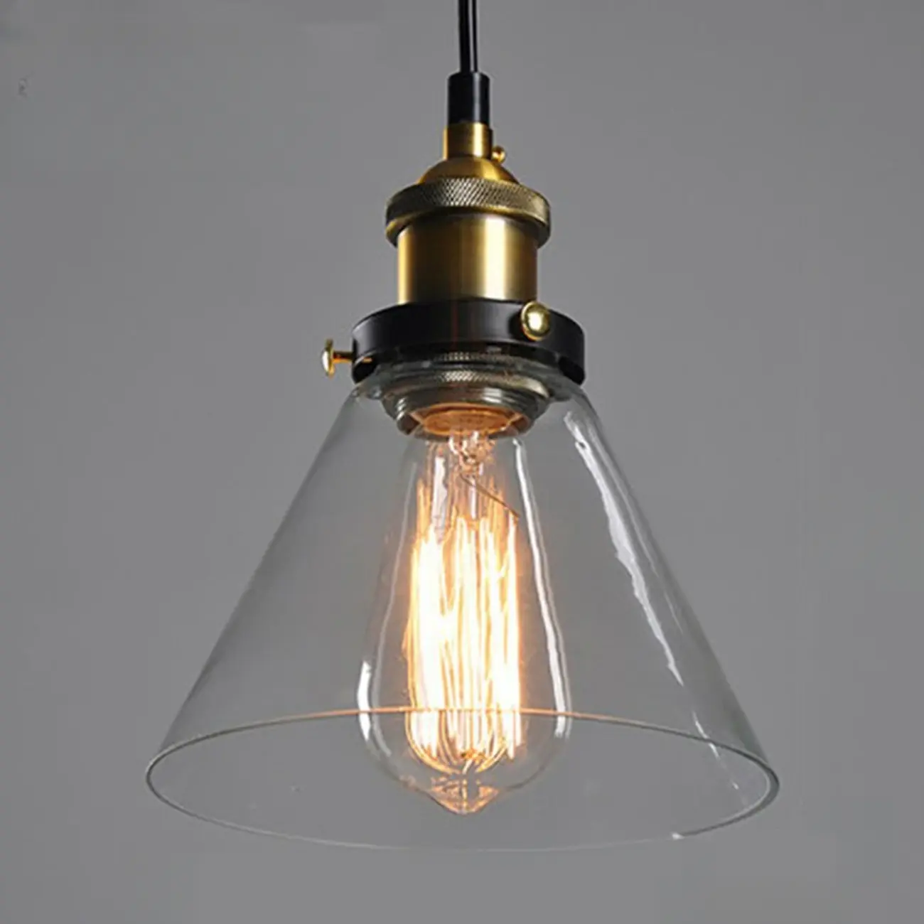 Old School Hardwired Globe/Barrel/Warehouse Clear Glass Pendant for Indoor with Grey/Translucent/Amber Vitreous Shade | homeyfad