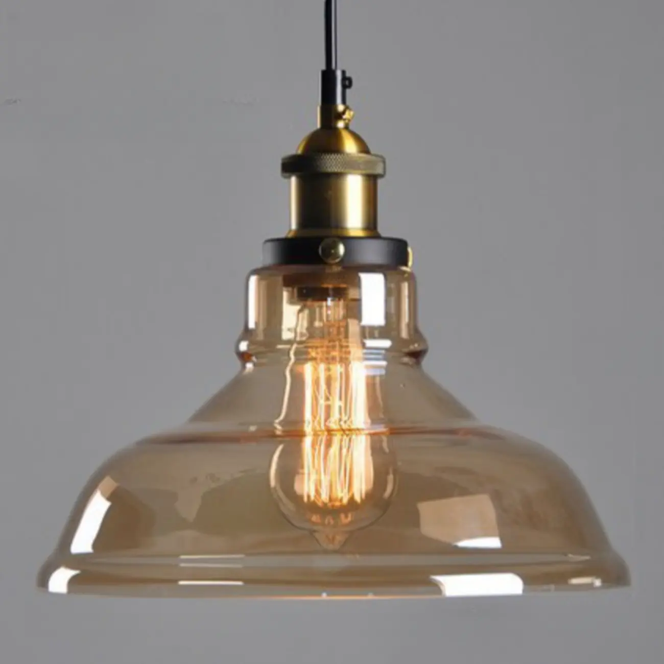 Old School Hardwired Globe/Barrel/Warehouse Clear Glass Pendant for Indoor with Grey/Translucent/Amber Vitreous Shade | homeyfad
