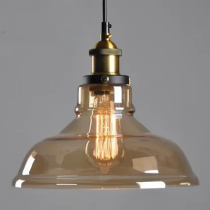 Old School Hardwired Globe/Barrel/Warehouse Clear Glass Pendant for Indoor with Grey/Translucent/Amber Vitreous Shade