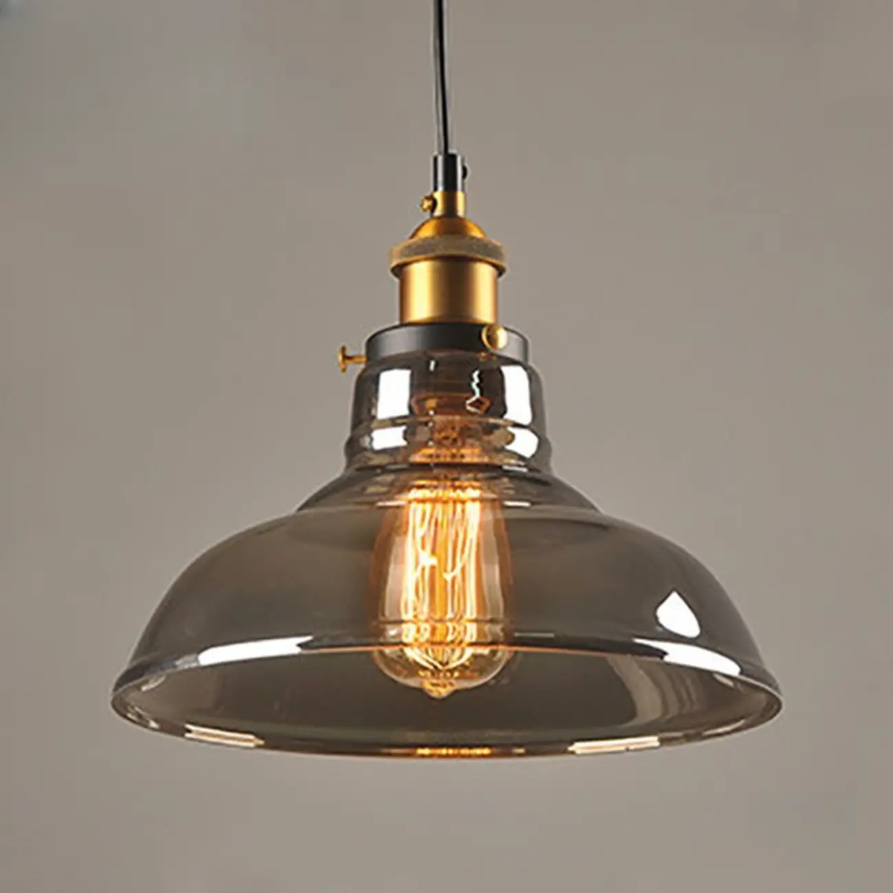 Old School Hardwired Globe/Barrel/Warehouse Clear Glass Pendant for Indoor with Grey/Translucent/Amber Vitreous Shade | homeyfad