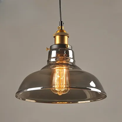 Old School Hardwired Globe/Barrel/Warehouse Clear Glass Pendant for Indoor with Grey/Translucent/Amber Vitreous Shade