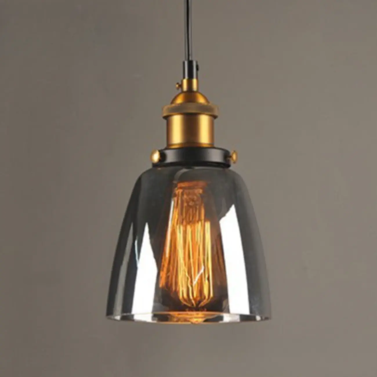 Old School Hardwired Globe/Barrel/Warehouse Clear Glass Pendant for Indoor with Grey/Translucent/Amber Vitreous Shade | homeyfad