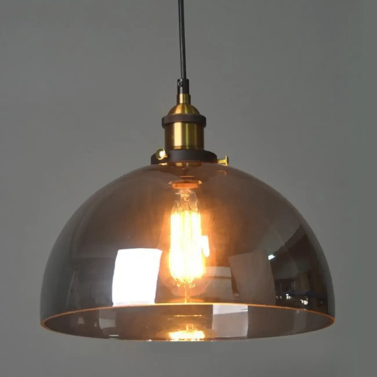 Old School Hardwired Globe/Barrel/Warehouse Clear Glass Pendant for Indoor with Grey/Translucent/Amber Vitreous Shade