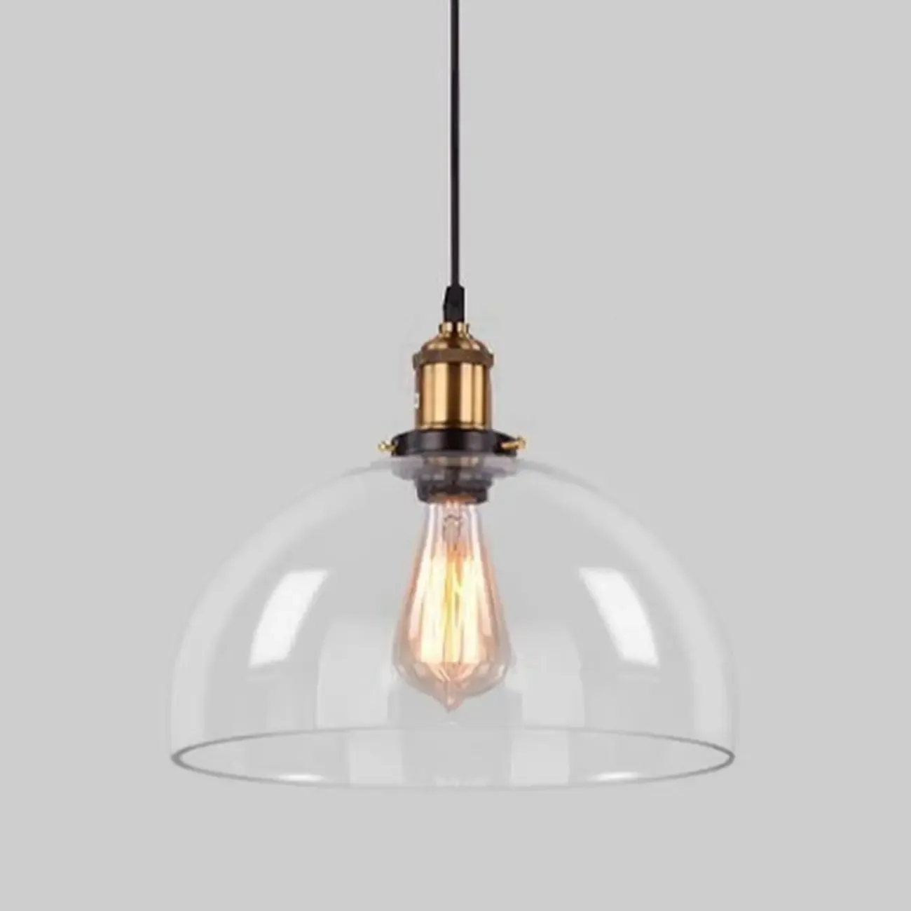 Old School Hardwired Globe/Barrel/Warehouse Clear Glass Pendant for Indoor with Grey/Translucent/Amber Vitreous Shade