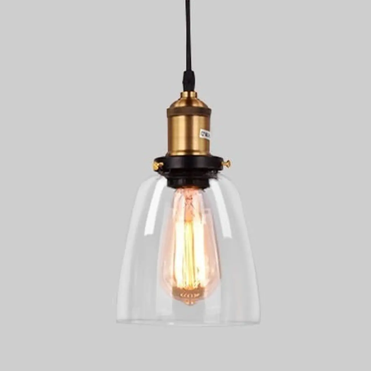 Old School Hardwired Globe/Barrel/Warehouse Clear Glass Pendant for Indoor with Grey/Translucent/Amber Vitreous Shade | homeyfad