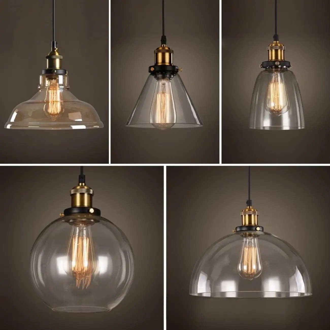 Old School Hardwired Globe/Barrel/Warehouse Clear Glass Pendant for Indoor with Grey/Translucent/Amber Vitreous Shade | homeyfad