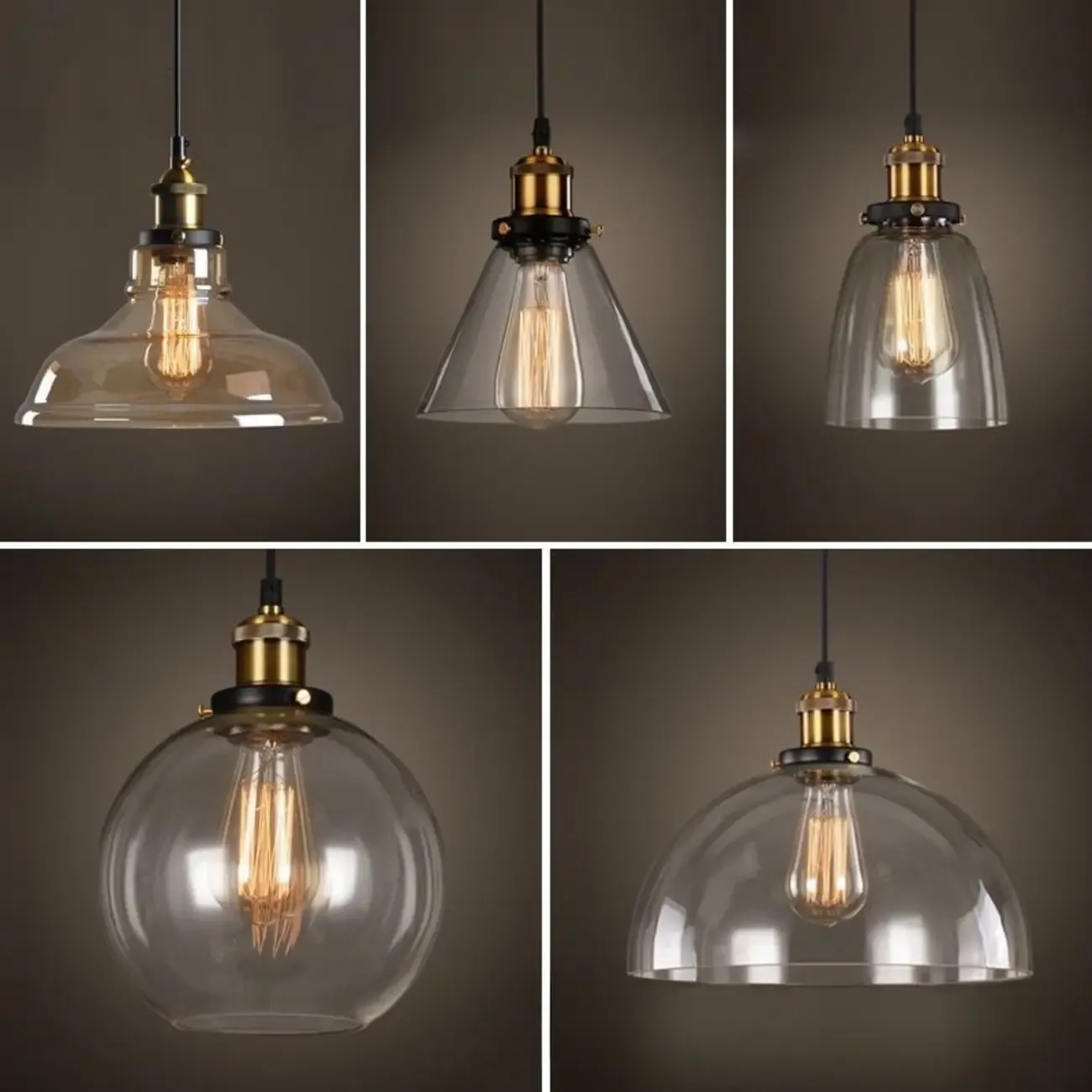 Old School Hardwired Globe/Barrel/Warehouse Clear Glass Pendant for Indoor with Grey/Translucent/Amber Vitreous Shade