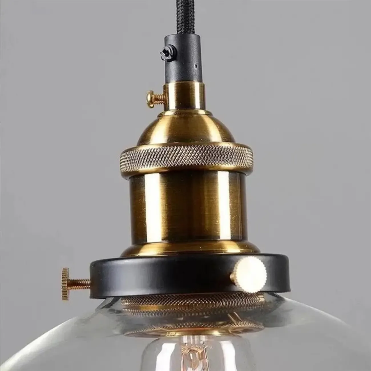 Old School Hardwired Globe/Barrel/Warehouse Clear Glass Pendant for Indoor with Grey/Translucent/Amber Vitreous Shade