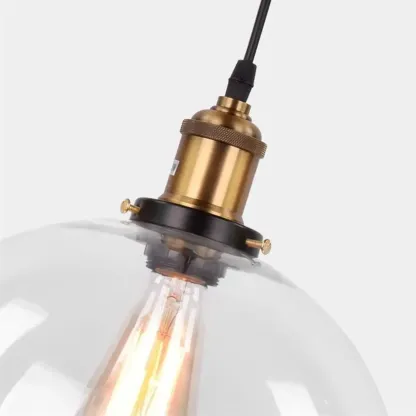 Old School Hardwired Globe/Barrel/Warehouse Clear Glass Pendant for Indoor with Grey/Translucent/Amber Vitreous Shade