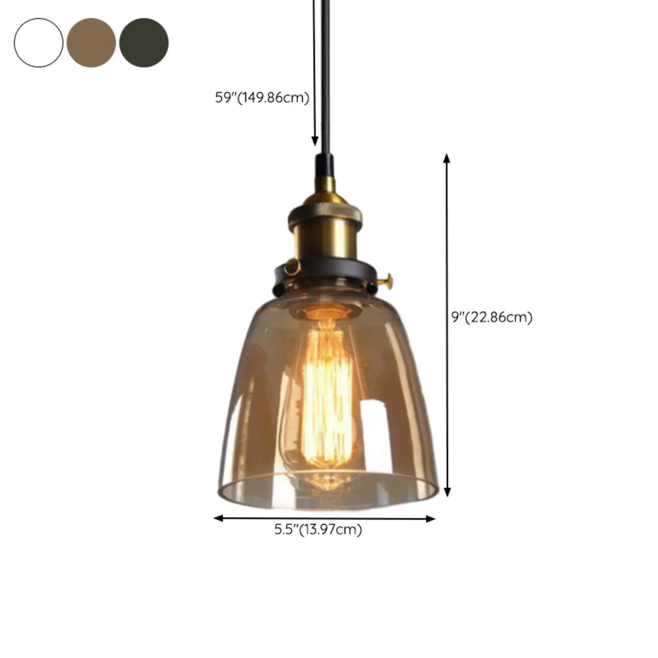 Old School Hardwired Globe/Barrel/Warehouse Clear Glass Pendant for Indoor with Grey/Translucent/Amber Vitreous Shade | homeyfad