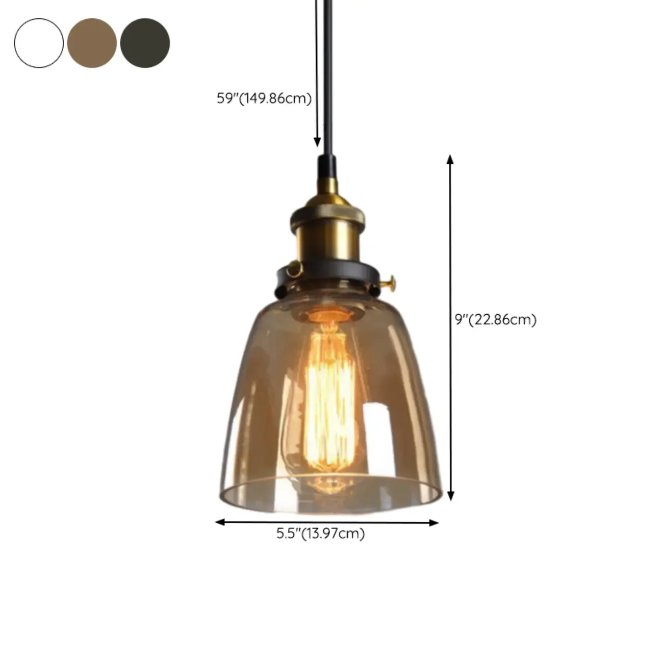 Old School Hardwired Globe/Barrel/Warehouse Clear Glass Pendant for Indoor with Grey/Translucent/Amber Vitreous Shade