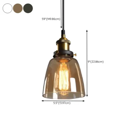 Old School Hardwired Globe/Barrel/Warehouse Clear Glass Pendant for Indoor with Grey/Translucent/Amber Vitreous Shade