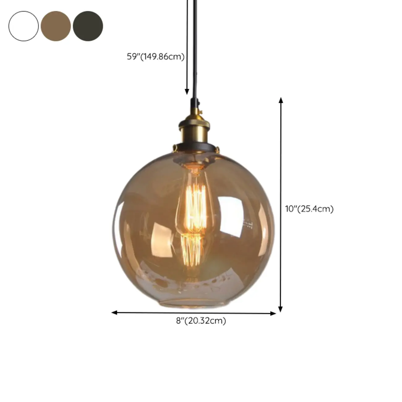 Old School Hardwired Globe/Barrel/Warehouse Clear Glass Pendant for Indoor with Grey/Translucent/Amber Vitreous Shade | homeyfad