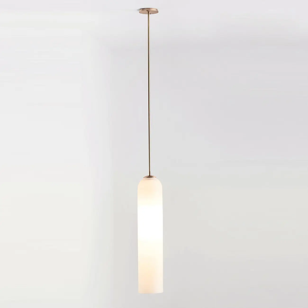 Modern Metal Green Glass Cylinder Pendant Light Image - 7 | homeyfad